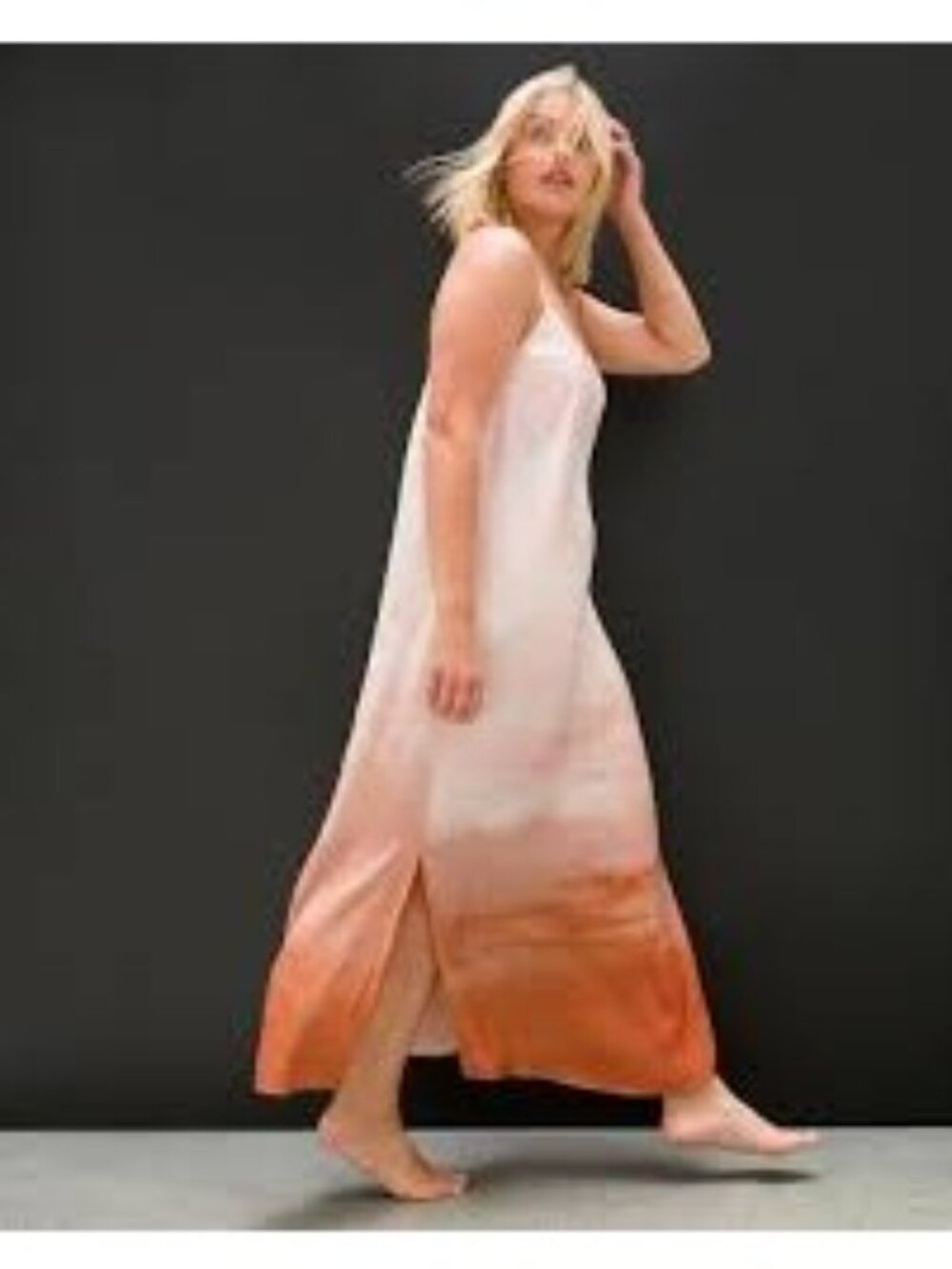 Soma Satin Maxi Bra Dress Size Large Sunset Dyes Brioche Adjustable Straps